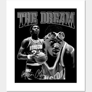 Hakeem Olajuwon The Dream Basketball Legend Signature Vintage Retro 80s 90s Bootleg Rap Style Posters and Art